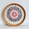 Rattan Woven Serving Tray Round Decorative Natural Rattan Shell Fruit Dessert Snack Plate for
