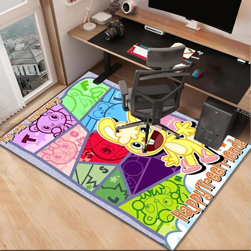 Happy Tree Friends Anniversary Office Rug Chair Mat, Game Carpet, Suitable for Front Door, Bedroom, Living Room, Desk, Holiday Gift
