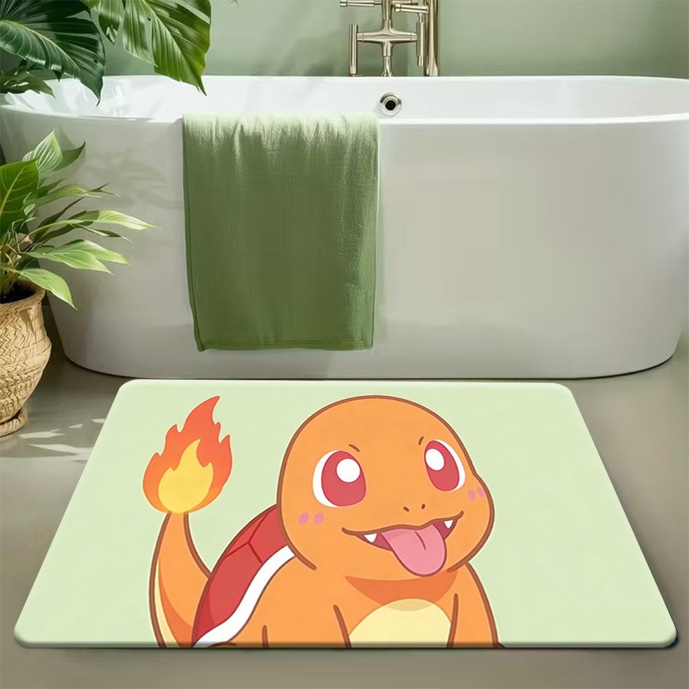 Pokemon Pikachu in Japanese Town Print Non-slip Doormat, Soft Absorbent Floor Rug for Home Decor