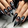Halloween Fake Nail with Eye And Spider-Web Design Lightweight And Reusable Press On Nails For Party Theme Makeup