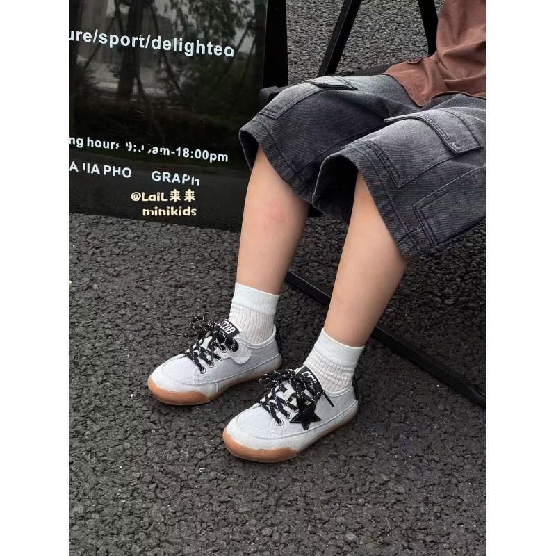 Youth style shoes Kids Retro Star Print Canvas Sneakers Breathable Low-Top Rubber Sole Unisex School Outdoor Casual Shoes
