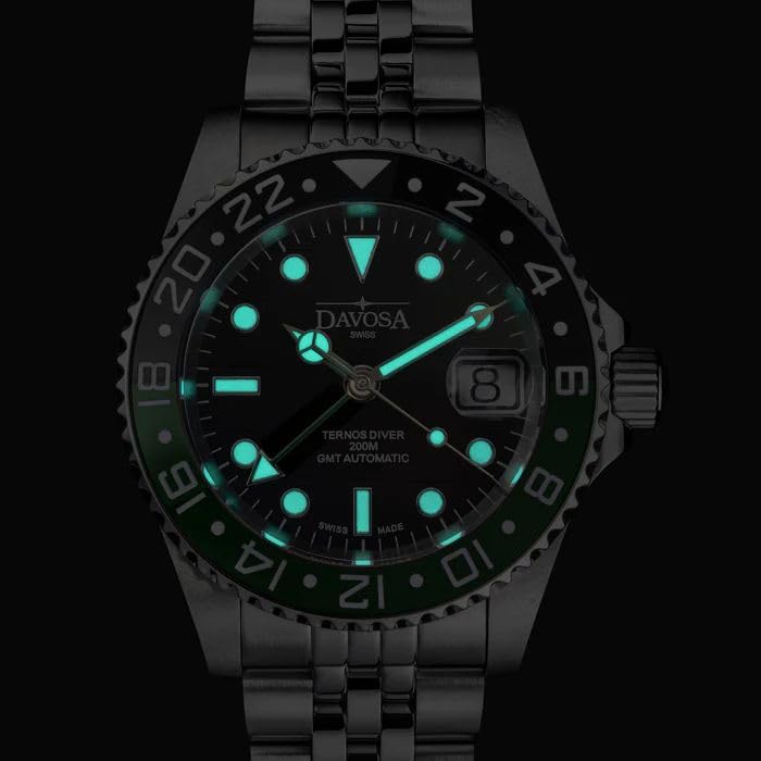 Davosa Ternos Ceramic GMT Automatic 20 АТМ Водонепроницаемые Швейцарские Серебристые Мужские Часы, Устойчивые, Сделано, 161.590.07,