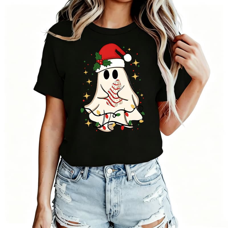 ChristmasThemed Womens TShirt Cotton Funny Graphic Short Sleeve Tee Novelty Shirt Casual Crew Neck Top SXl