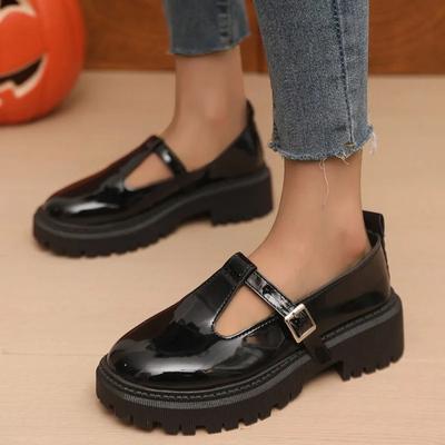 Женская обувь 2025 Бренд Ремешок с пряжкой Женские туфли на высоком каблуке Круглый носок Офис и карьера Новые Большой размер Удобные туфли на высоком каблуке