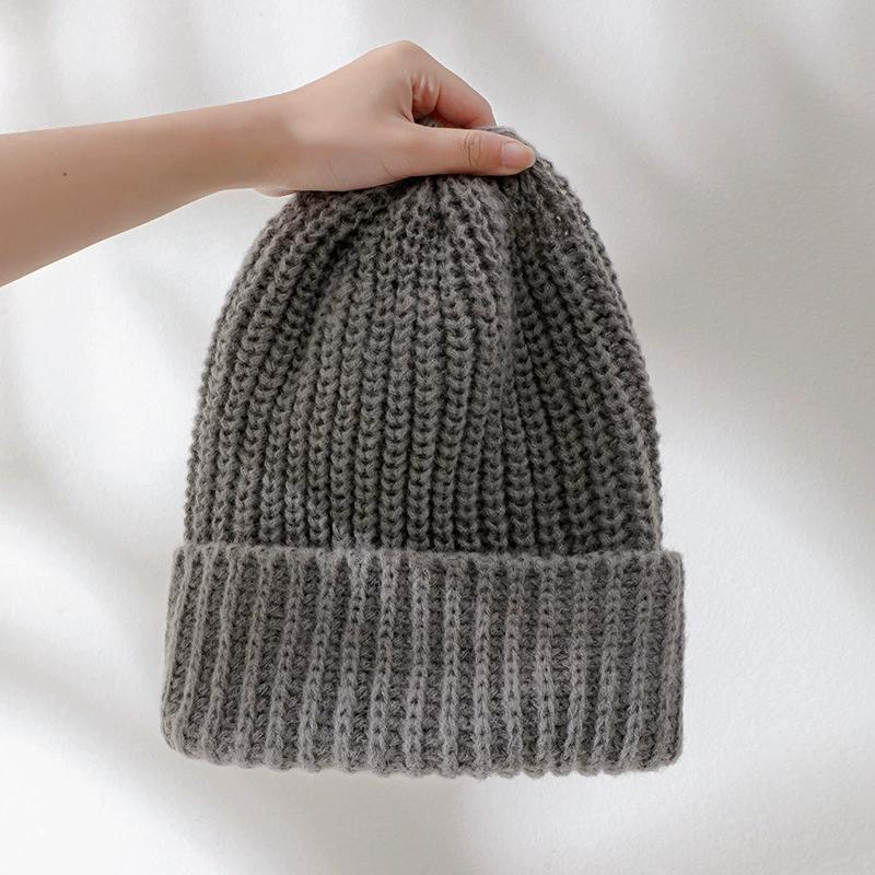 Wool Hat Female Autumn and Winter Knitted Hat Warm Ear Protection Big Head Loose Pile Hat Women