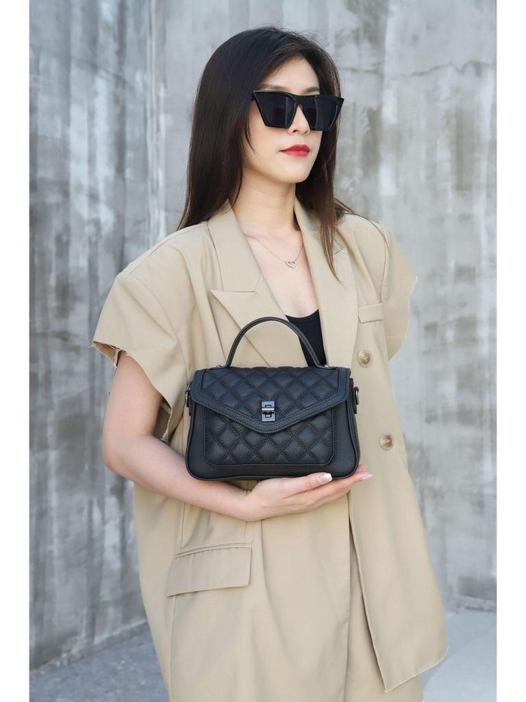 Женская сумка через плечо в европейском стиле из натуральной кожи с ромбовидным узором - Маленькая квадратная сумка-клатч из коровьей кожи