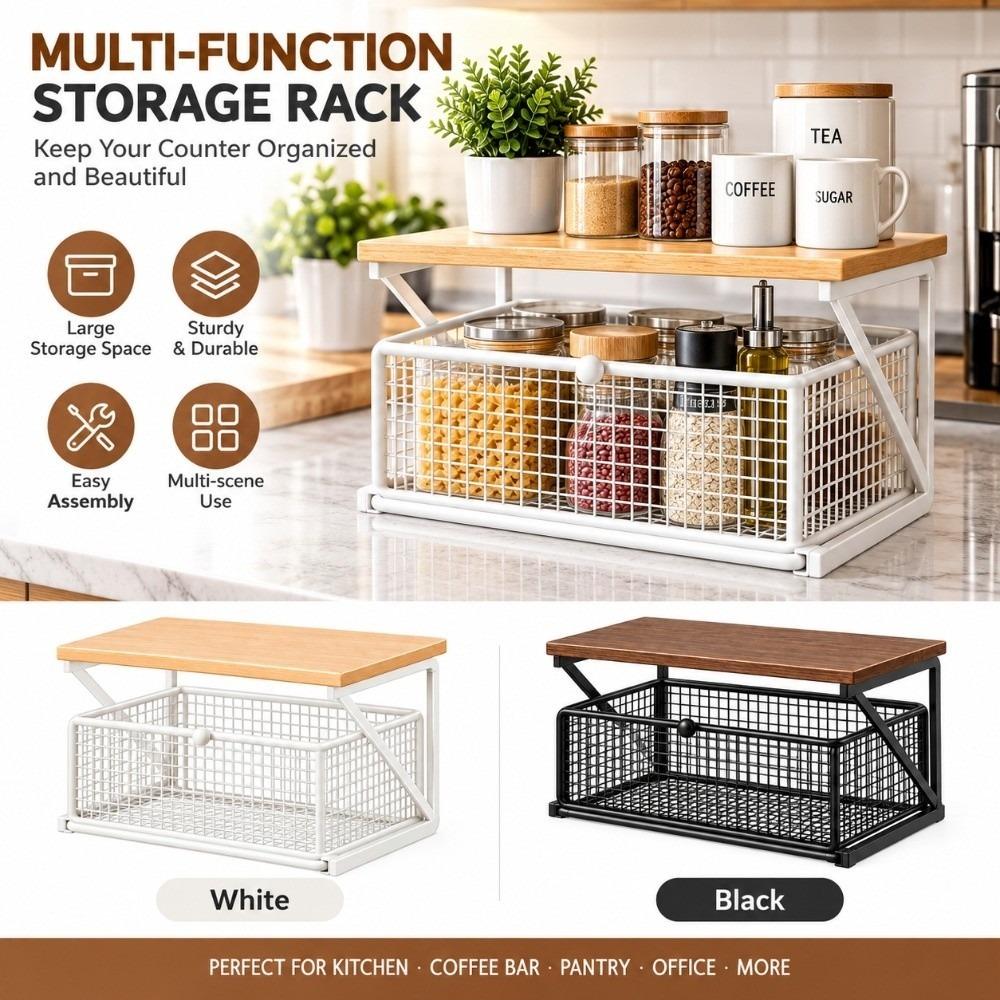 Space Saving Kitchen Organizer Shelf Countertop Storage Pantry Storage Rack Home Organization