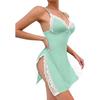 Foxiny Sexy Lingerie for Women Nightgowns Babydoll Dress Sets | Sleepwear With Thong 2 piece Plus Size Split Side Floral Lace Trim Christmas