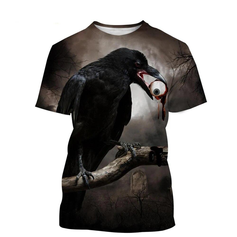 Animal Crow 3d Print Summer Men/Women O-Neck T-shirt Casual Short Sleeve Oversized T Shirt Fashion Streetwear Trend Men Clothing