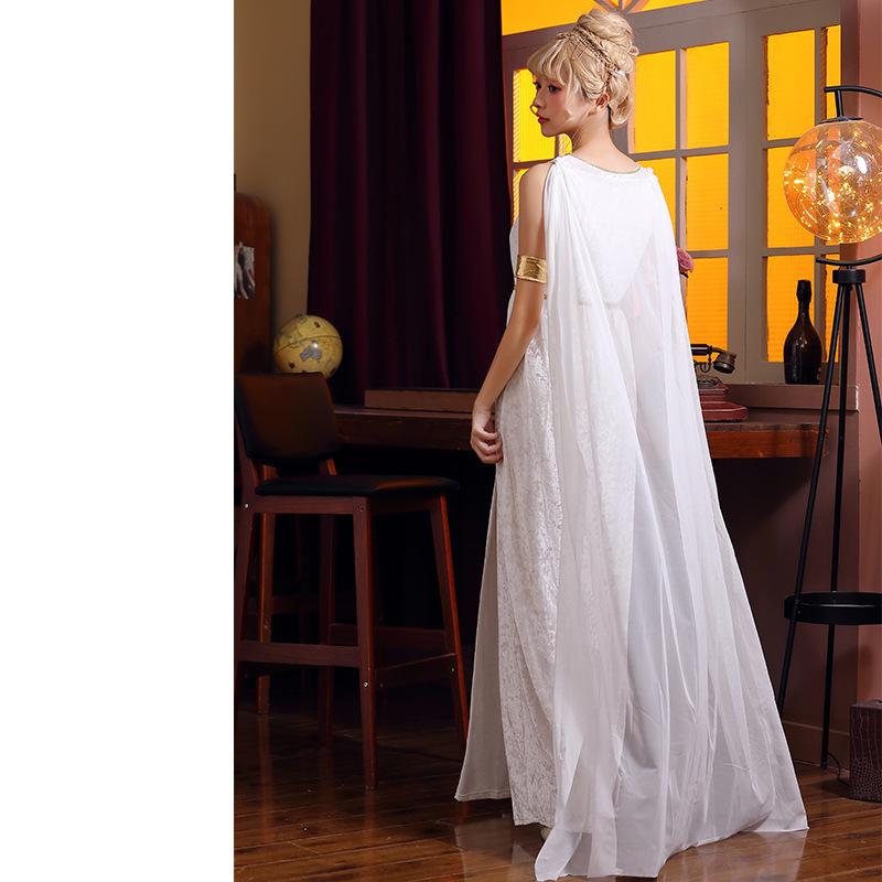 Greek Goddess Halloween Costume Deep V Neck Sexy Split Dress Cosplay Outfit