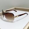 Роскошные безободковые квадратные солнцезащитные очки Женские Мужские Дизайнерский бренд Солнцезащитные очки Женские Мужские Милые Градиентные Зеркальные