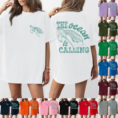 Женская футболка с круглым вырезом и короткими рукавами с принтом