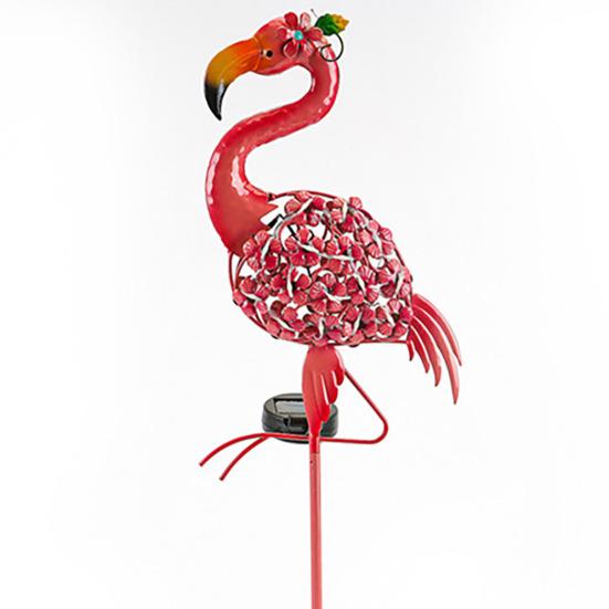 Солнечный светильник в саду с фламинго, металлический дорожный столб с цветными светодиодными фонарями, водонепроницаемая вставка в землю