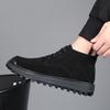 Fashion Mens Casual Cow Suede Leather Boots Black Tide Autumn Winter Shoes Cowboy Platform Boot  Designer Ankle Botas Hombre Zapato
