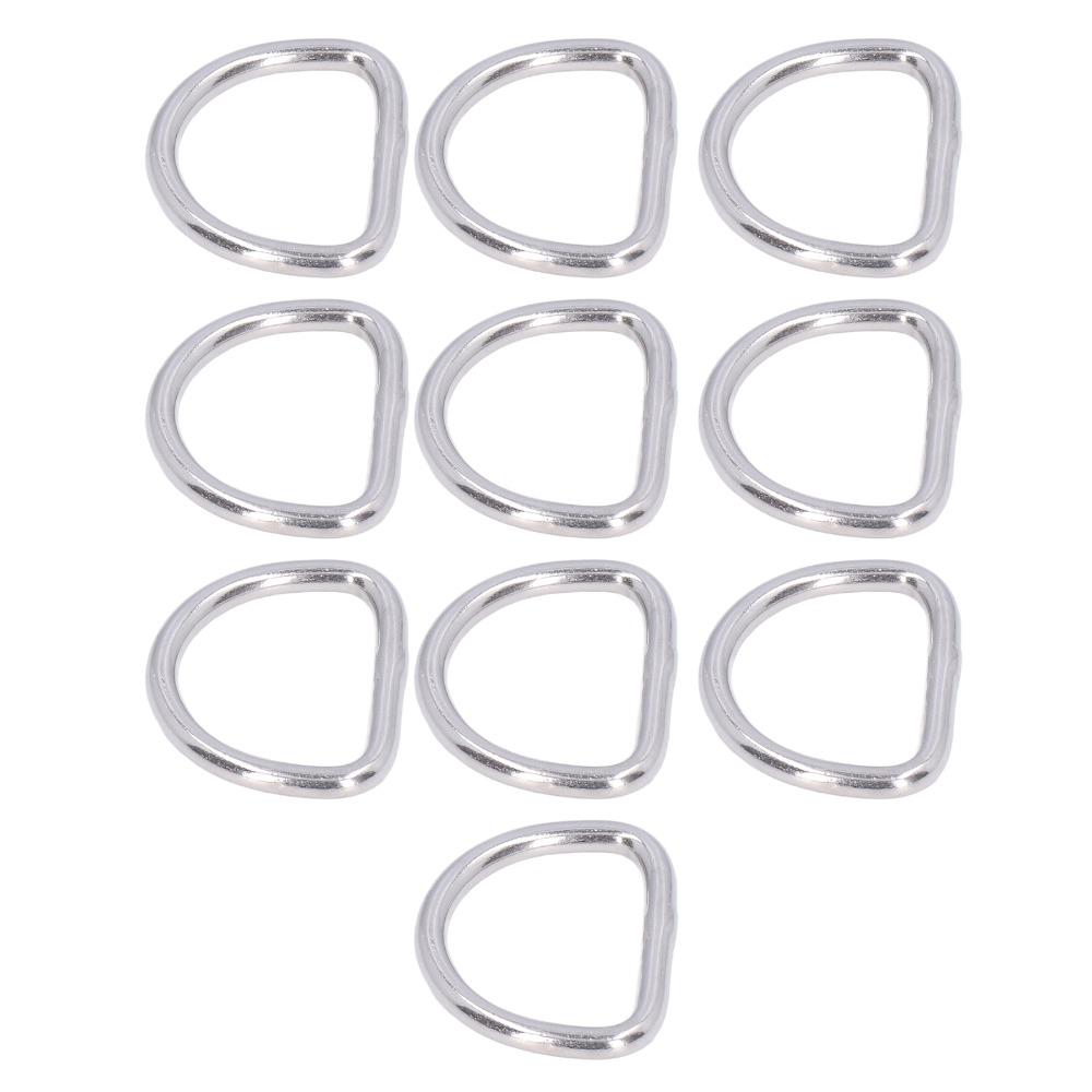 10 Pcs Smooth Welding D Ring Solid Metal Rings  for Camping Belt, Dog Leashes, Macrame