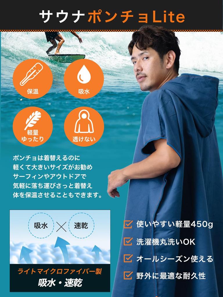 Sauna Preparation Set Sauna Sauna Sauna Poncho and Mesh Bag [co-que] (4 Pieces) Hat, Mat, Lite, (Poncho Blue, Hat Gray, Mat Gray)