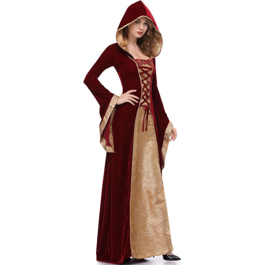 Halloween Costume, Vintage European Medieval Court Aristocratic Queen Dance Cape Princess Dress