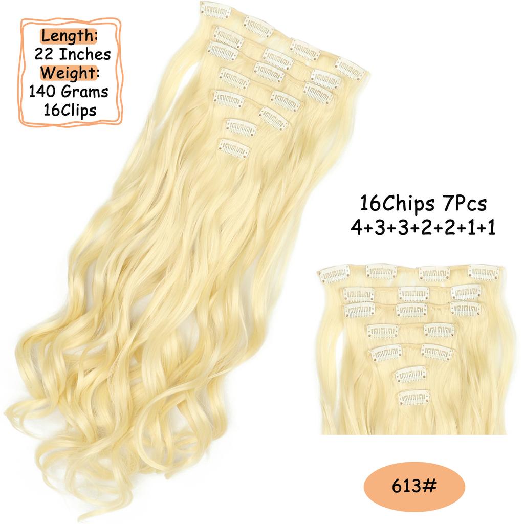Synthetic Wavy Clip In Hair Extensions Clip In Hair Extensions For Women Full Head Thick Soft Clip In Hairpieces Daily Party