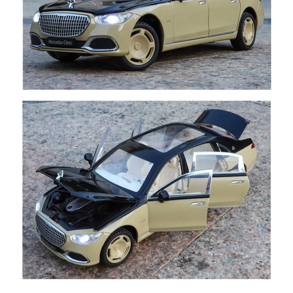 1/24 Maybach S680 Управление ключом Металлическая модель автомобиля Игрушка Литье под давлением Металлическое литье Звук и свет Оттяжная машинка Игрушки для детей Транспортное средство