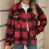 HNXC Женские модные повседневные осенне-зимние кардиганы с длинными рукавами в клетку и воротником-поло с принтом в клетку