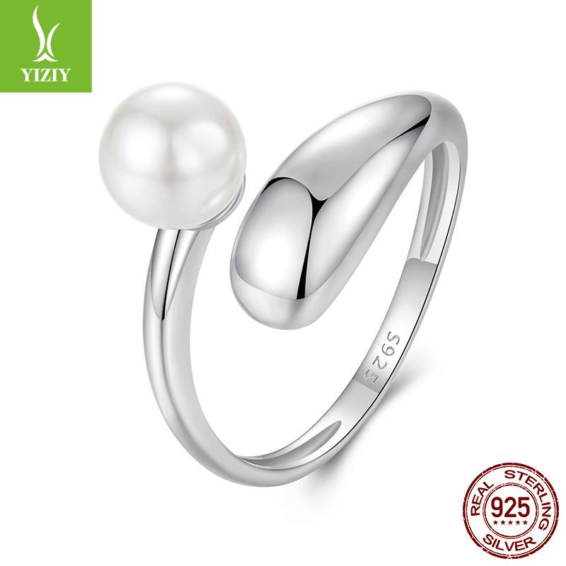 Ins Style Simple Temperament Bead Open Ring S925 Sterling Silver Versatile Finger Jewelry Ring
