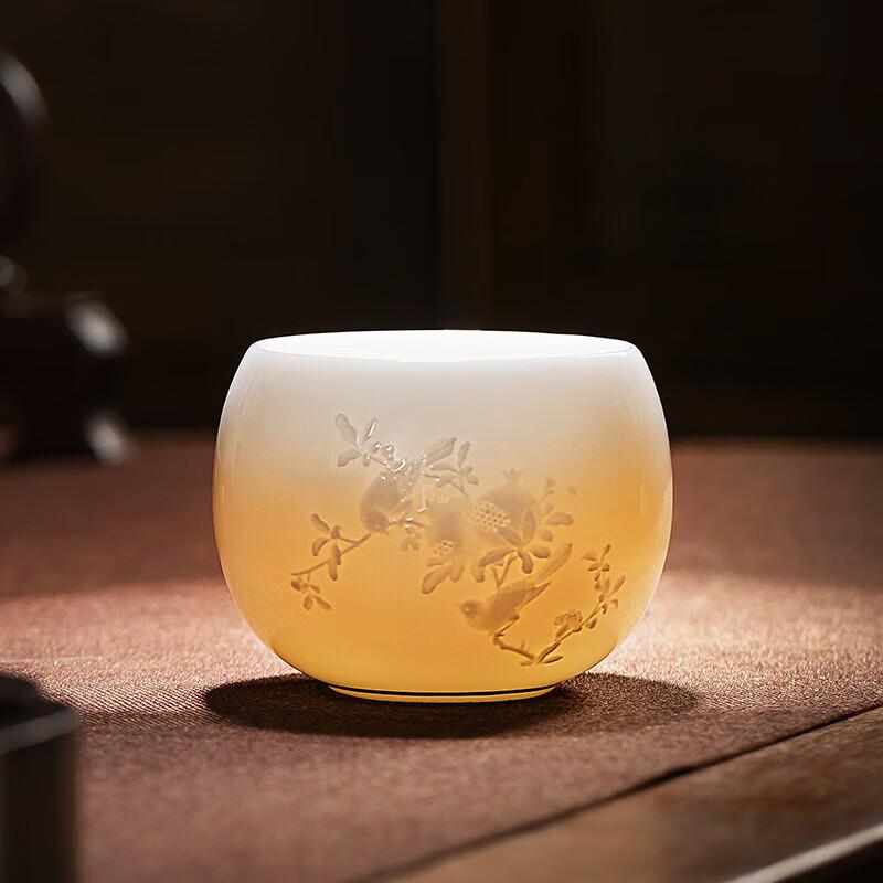 Jinxiangyu Tea Cup, Personal Household Tea Drinking Ice Jade Porcelain Water Cup, Master Cup Kung Fu Tea Set Gift Box High-End, Duofu