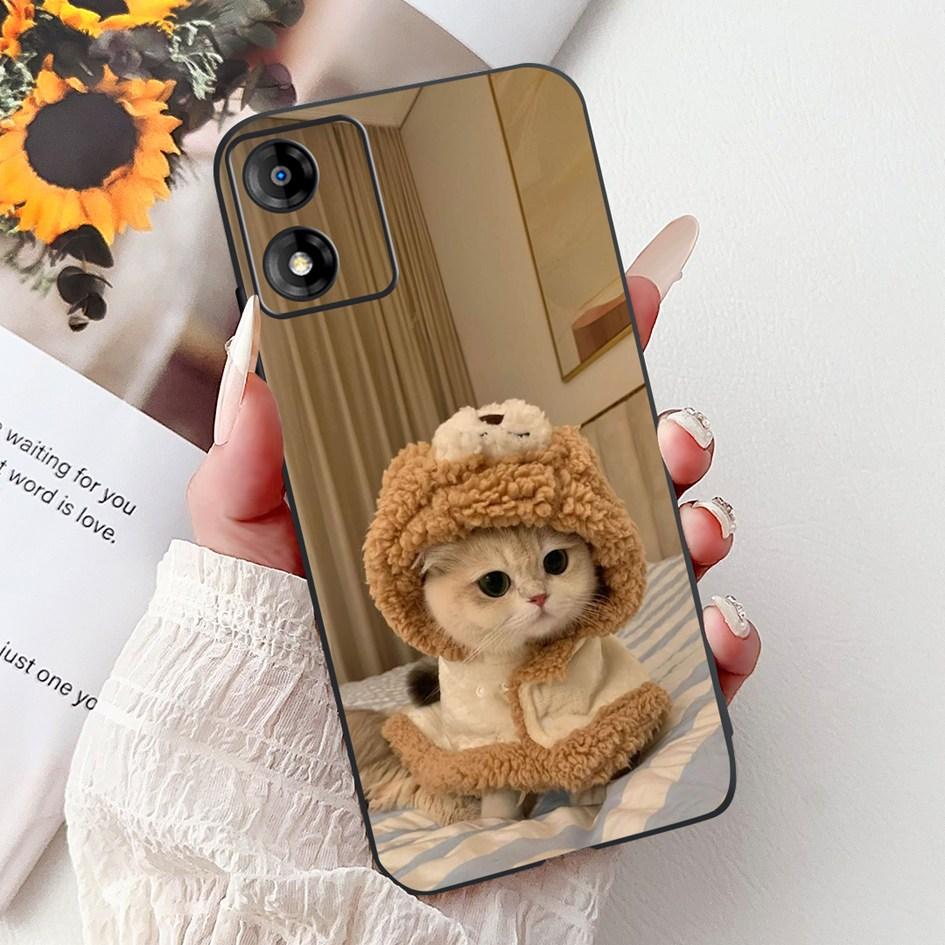 For Motorola Moto E13 Case Popular Flower Art Cover Soft Black TPU Silicone Phone Cases For Moto E14 E13 E 13 MotoE13 Back Cover