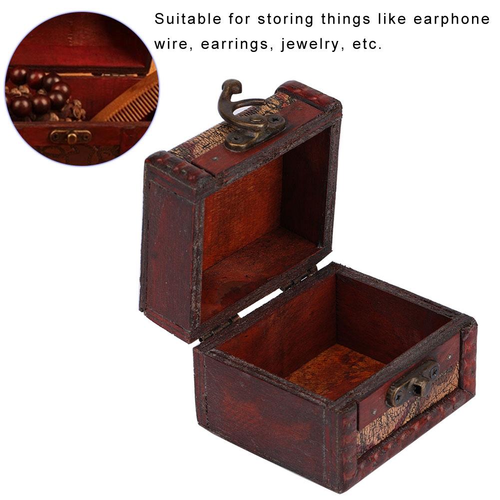 Vintage Square Jewelry Storage Box Handmade Wooden Decorative Display Case