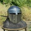 Medieval Roa Bascinet Helmet LARP Knight Armor Helmet With ChainMail  Steel Helmet With Visor Perfect LARP