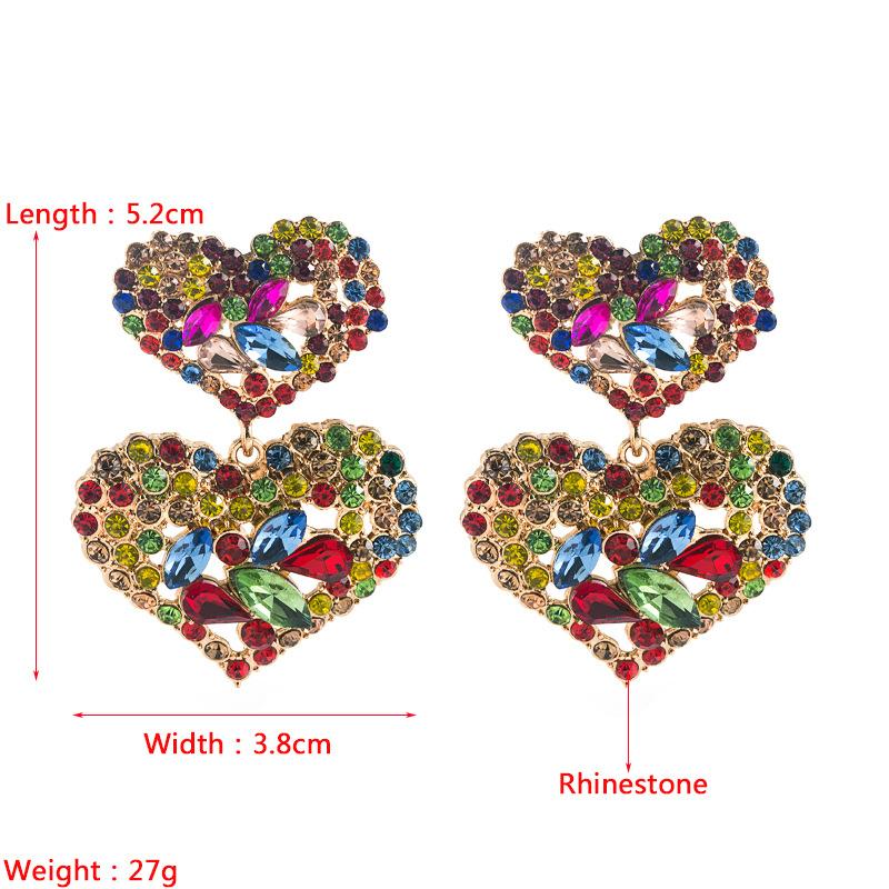 Женские серьги-капли в стиле ретро, ​​серьги-подвески из титанового стального сплава, акриловые красочные хрустальные серьги в форме сердца, геометрические украшения для ушей