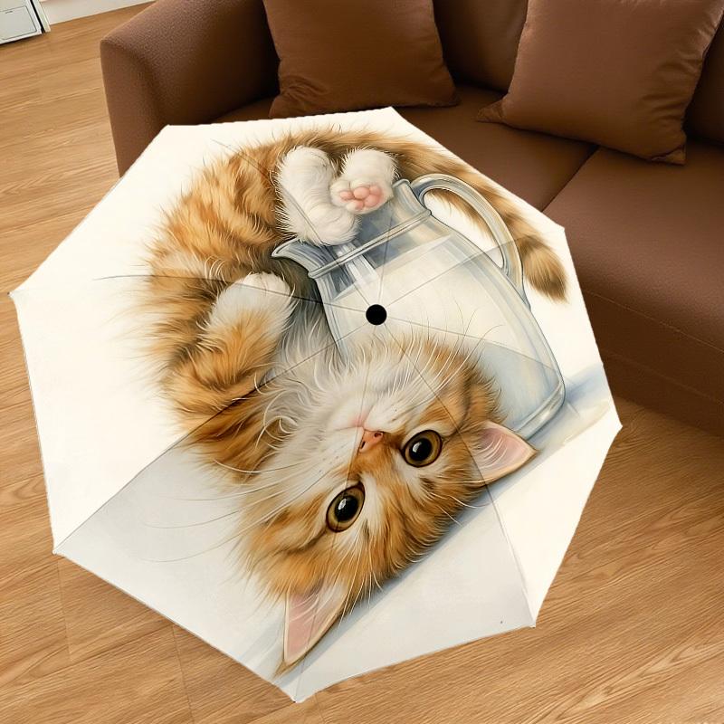 1PC cat milk Umbrella-8-Rib Reinforced, Automatic Open, Lightweight & Durable, Cute Fashion Accessory for Outdoor-P22