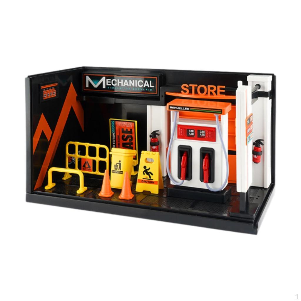 1/24 Диорама Модель гаража для автомобиля, Мастерская Сцена Модель для микроландшафта, Песочный стол,