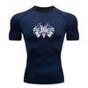 Men's Compression Athletic Workout T-Shirt, Goat Head Graphic Black Death Metal Style Quick Dry Sports Shirt for Gym Running Training Fitness Activewe