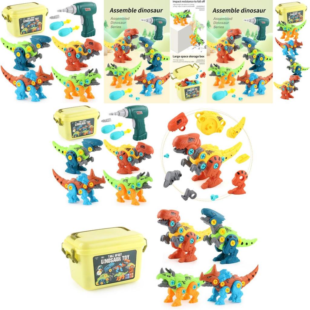 Boys' Dinosaur Building Blocks Set With Electric Drill Abs Material Enhances Emotional Visual And Intellectual Development