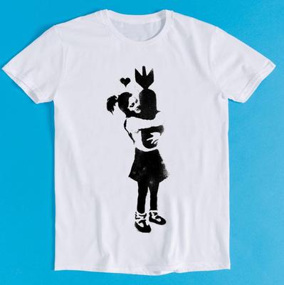 Banksy Girl Hugging Bomb Retro Funny Art Drawing Gamer Anime Cult Meme Movie Music Gift Tee T Shirt K1128