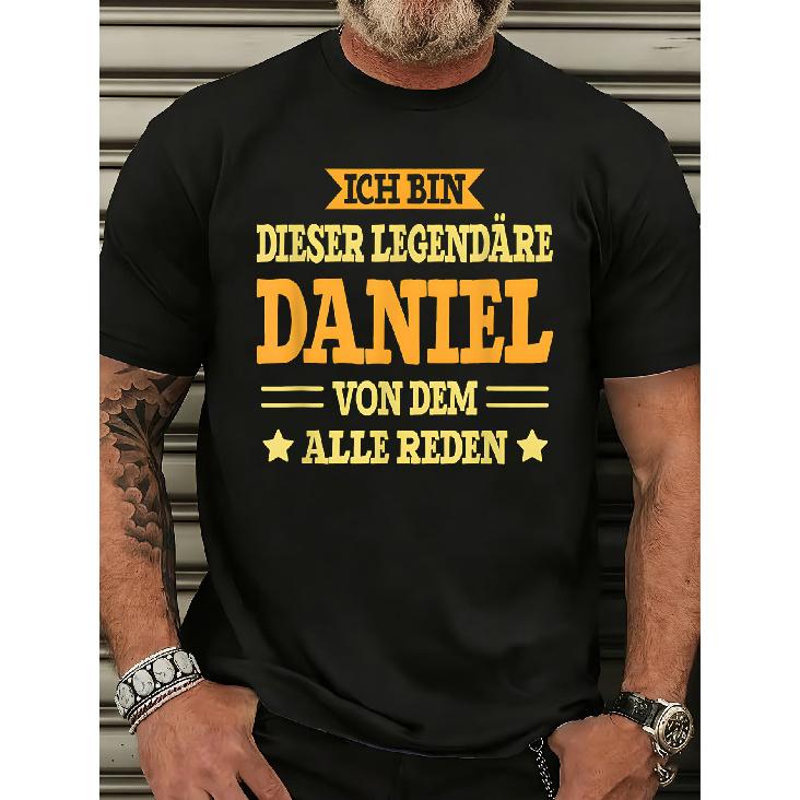 Black T Shirt with Daniel Legend Text And Star Design for Gym And Casual Wear