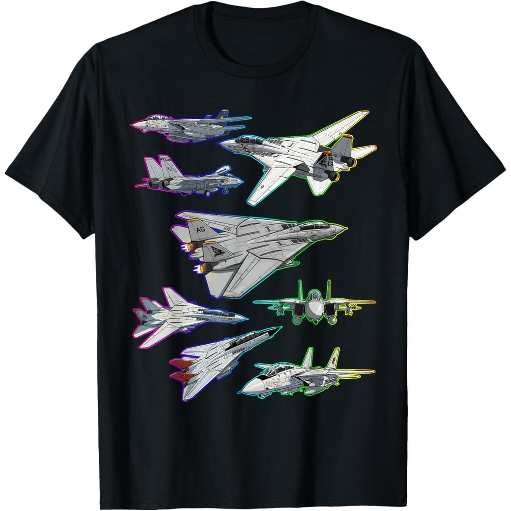F14 Tomcat Jet Fighters Graphic Print Cotton Crewneck Tshirt For Men