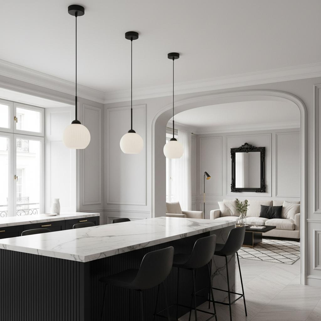 Lampa wisząca sufitowa zwis żyrandol kula biała nad stół glamour led 1xe27 fiona 14-985