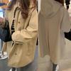 Women Spring Autumn Loose Lined Outerwear Female Hooded Windbreaker Jacket Long Sleeves Trench Coat