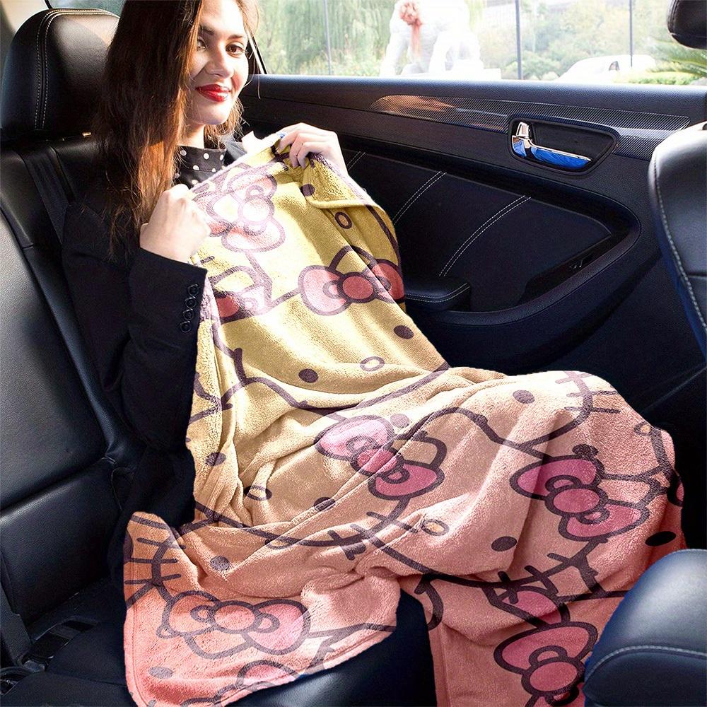 1pc Kuromi, Pink, Kitty RV flannel blanket, pattern printed blanket, sofa bed couch car office camping travel warm comfortable soft blanket,