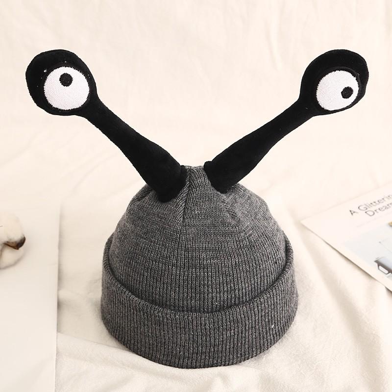 Забавные шерстяные шапки с насекомыми на зиму, мультяшные шапки-пуловеры с большими глазами для мальчиков и девочек и вязаные теплые шапки для детей.