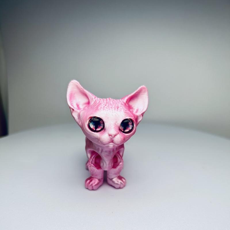 3D Printed Siamese Cat Movable Joint Stress Relief Toy Cute Cat Animals Model Desktop Ornament Figure Toy for Adults Kids Gifts