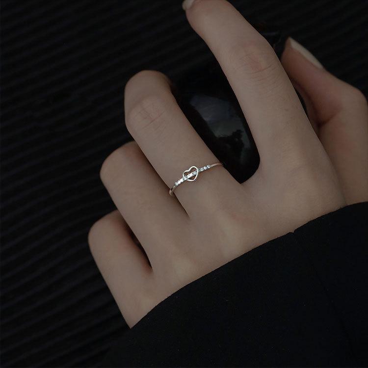 Кольцо с открытым пальчиком из полого циркона Love, темпераментом, индивидуальностью, бриллиантами, стразами, персиковым сердцем, на указательном пальце, ветер