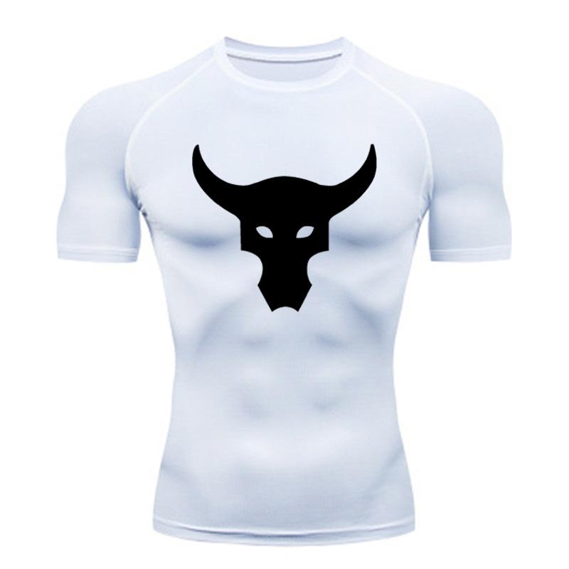 Футболка премиум-класса Quick-Dry Bull Head — дышащая ткань для бега и тренировок на свежем воздухе | Минималистичный черно-белый дизайн | Тренд в области фитнеса в Европе