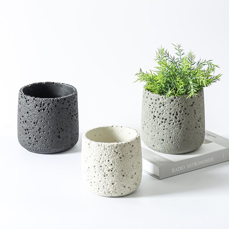 Sheng Yu Nordic Cement Flower Pot: Simple, Creative Volcanic Rock-Inspired Indoor Planter for Green Plants and Succulents