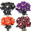 New 10Pcs Halloween Devil Eye Gothic Dark Rose Decoration With Eyeball Bouquet Artificial Flower Horror Party Photography Props