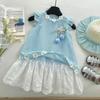 Summer Girls Lace Floral Princess Dress Vacation Sleeveless Party Dress For Little Kids