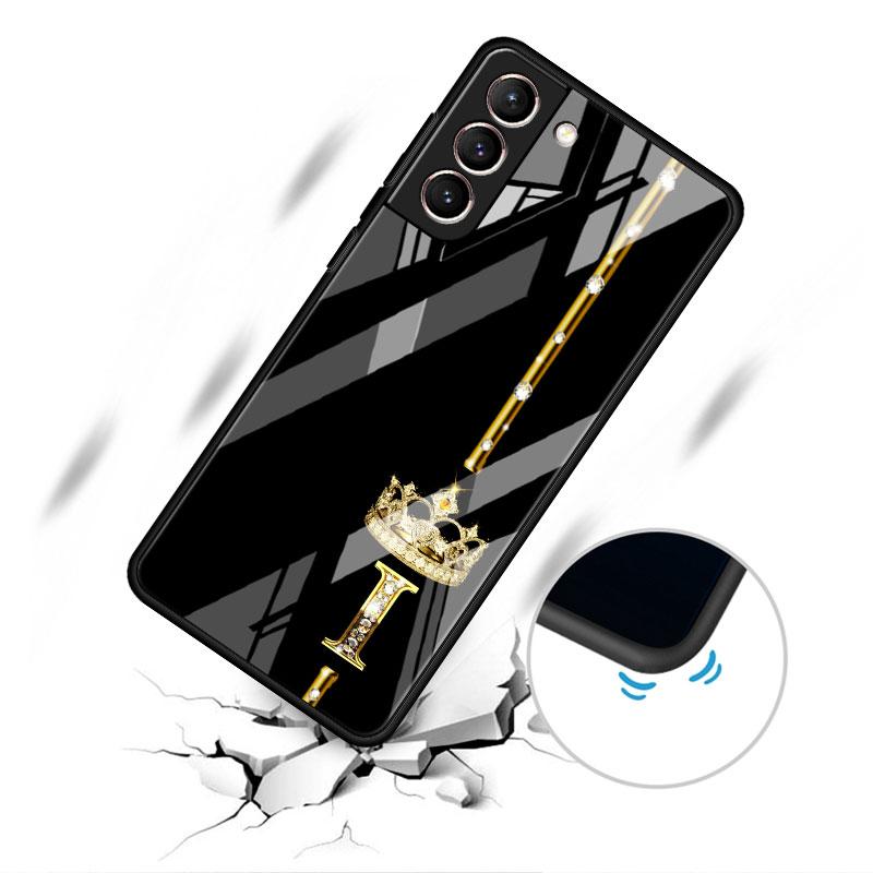 Rose Gold 26 Letters A B C Glass Case For Samsung Galaxy S22 S20 FE S21 Plus Phone Cover S10 5G S9 Note 20 Ultra 10 Lite Shell