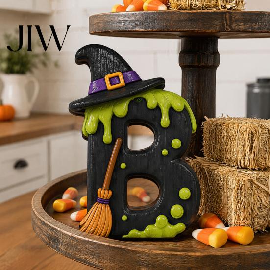 Decorative Wooden Halloween Signs BOO Decoration for Tiered Trays, Creative Independent Boo Letter Blocks Solid Wood Tabletop Centerpieces Party Decor