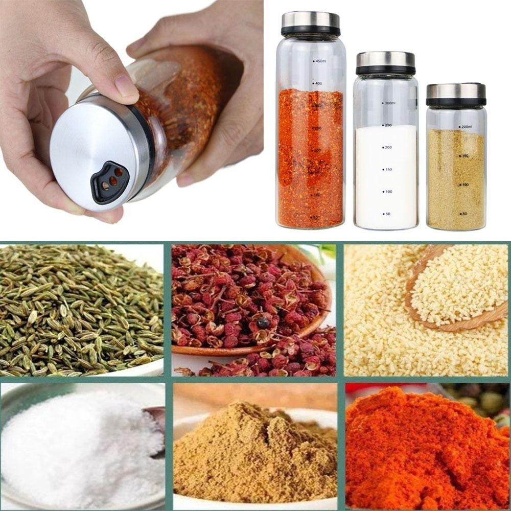 Lid Glass Seasoning Can Salt Sesame Storage Tank Solid Condiment Seal Jar Pepper Spice Shaker